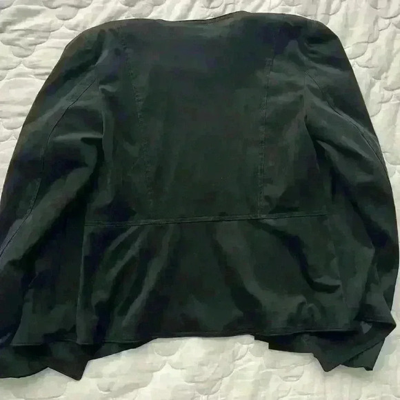 Anthropologie Hutch Black faux Suede Draped Front Jacket size Large - Picture 8 of 11